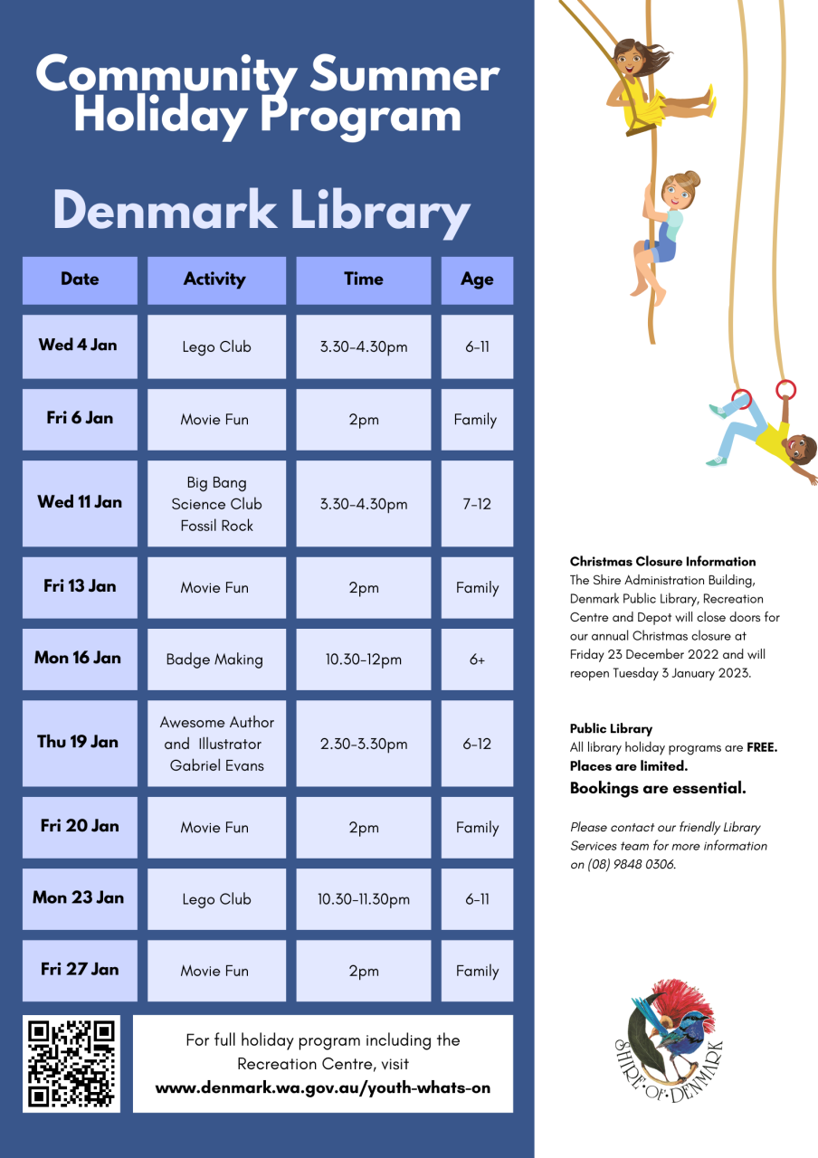 Library school holiday program summer 2022-23