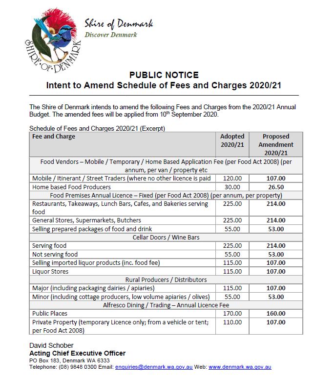 News Story - Public Notice - Intent to amend schedule of fees and