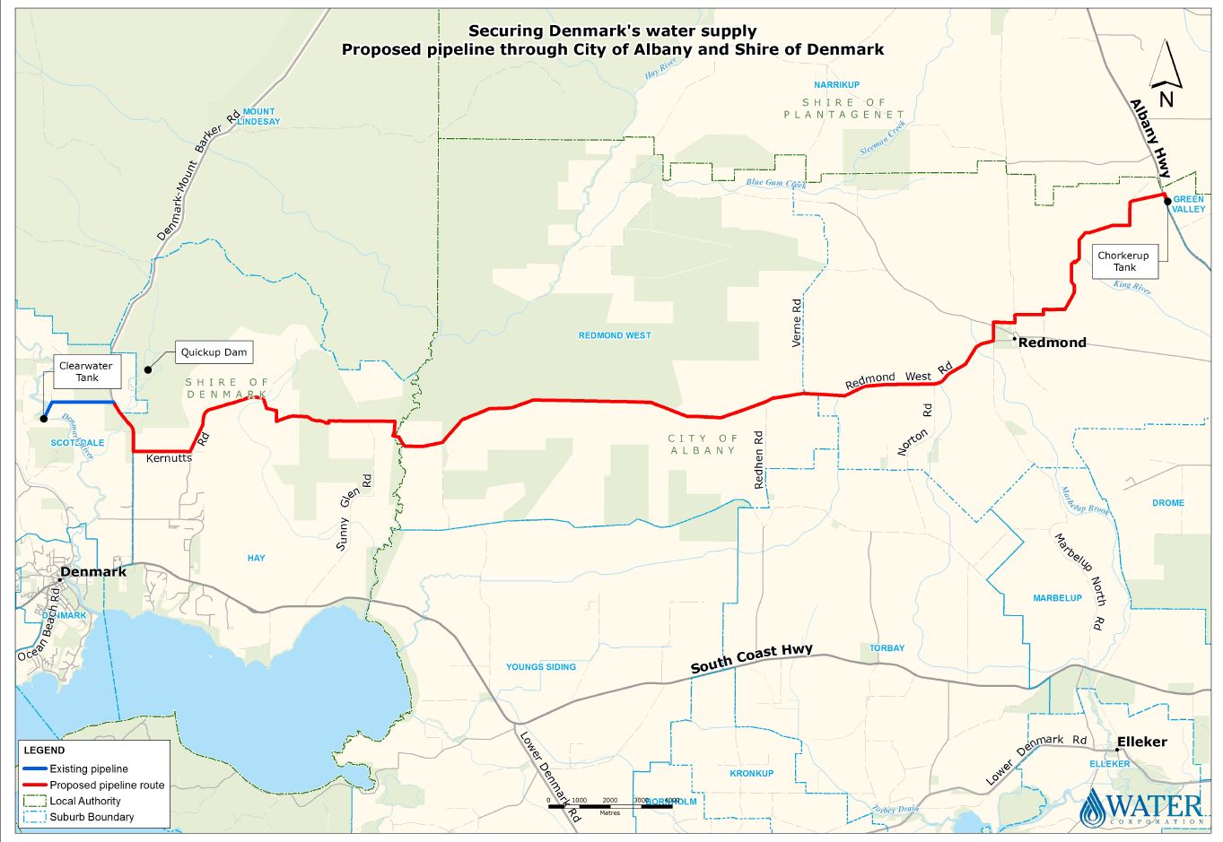 Proposed route for Albany-Denmark pipeline revealed